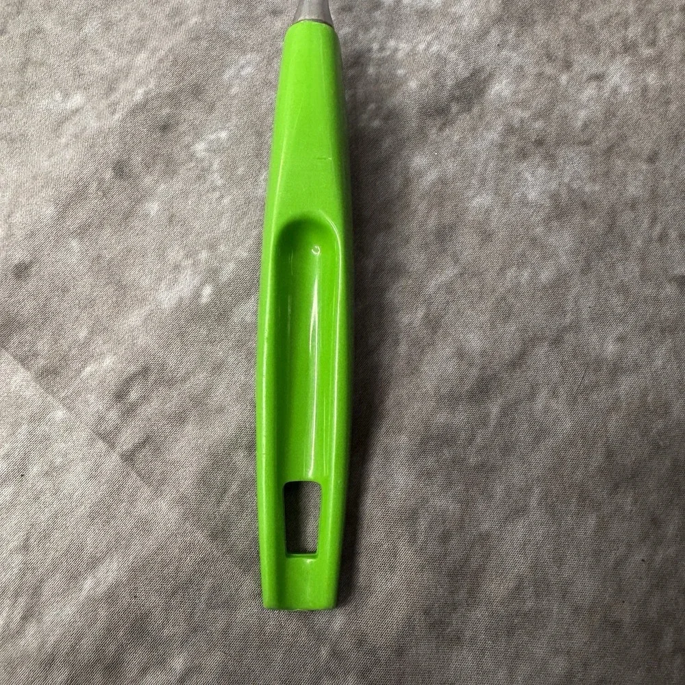 Ekco Slotted Serving Spoon Chromium Plated Green Handle 12